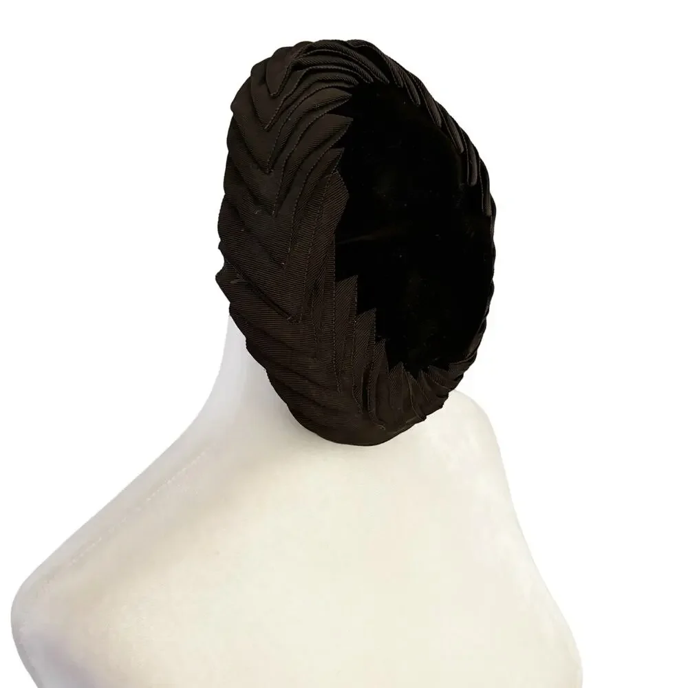 Vintage Velvet Evening Topper Hat Brown